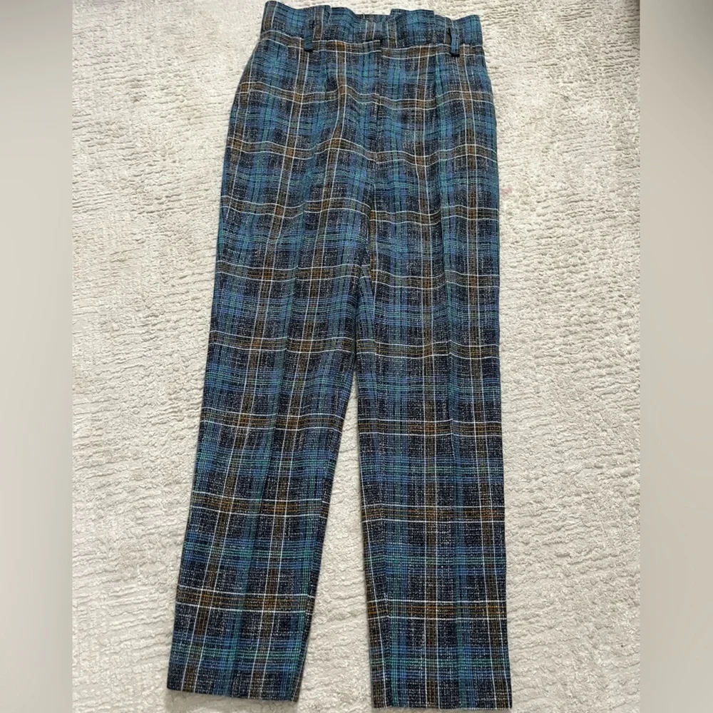 Veronica Beard High Rise Knit Plaid Trouser